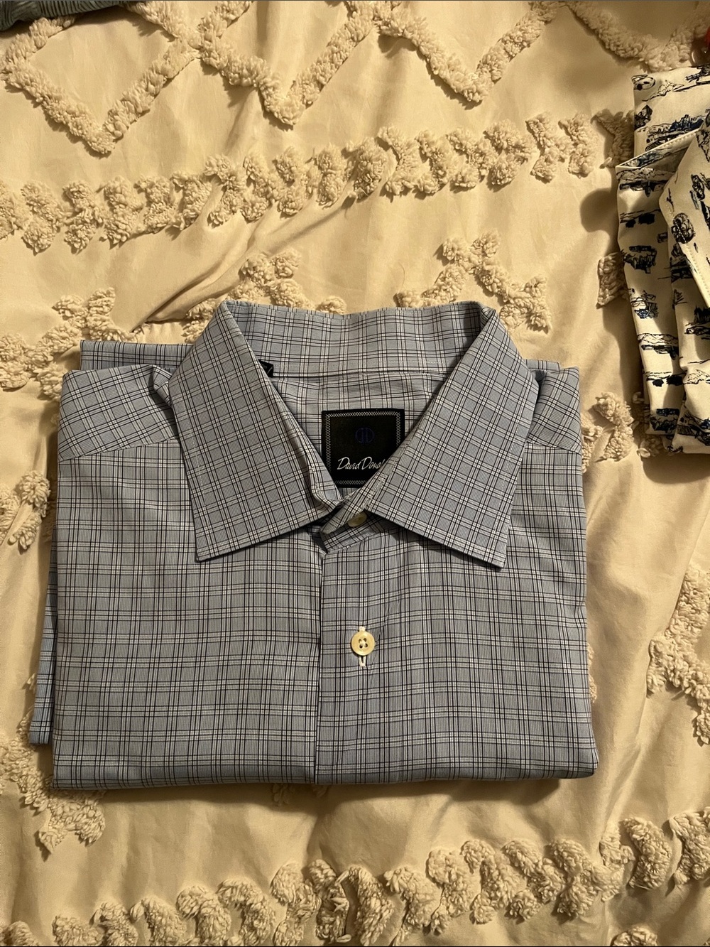 David Donahue Light Blue Check Dress Shirt
